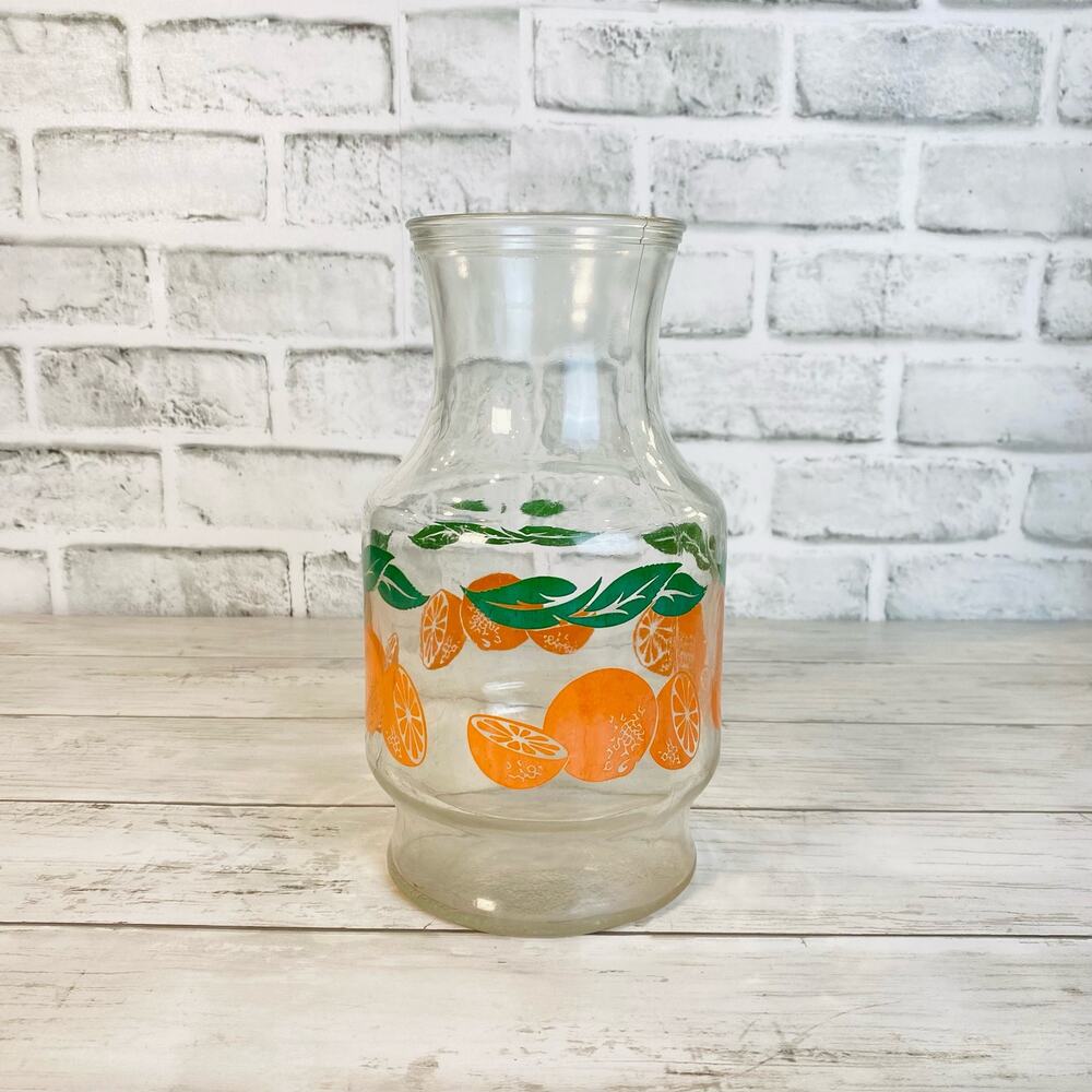Vintage Anchor Hocking Orange Juice Carafe Decanter Glass Pitcher Serveware Home